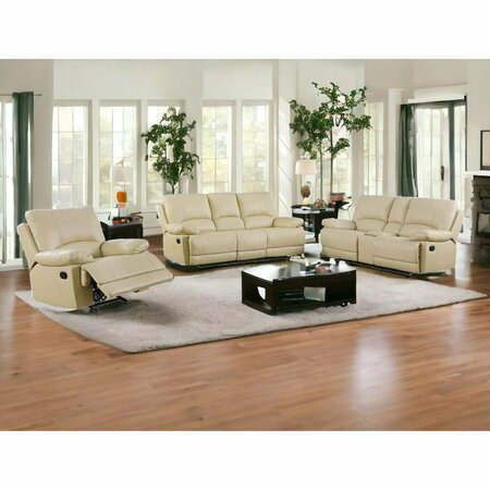 Homeroots 76 x 40 x 41 in. Modern Beige Sofa Set with Console Loveseat 343904